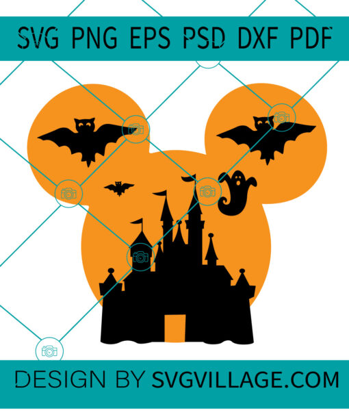 Happy Halloween Disney Castle SVG