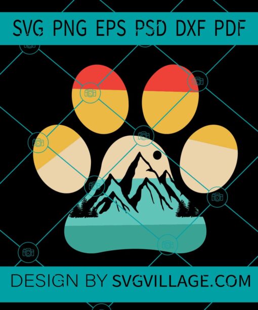 Paw print mountain SVG