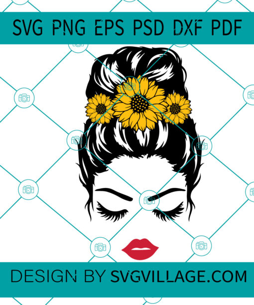 Sunflower Messy Bun SVG