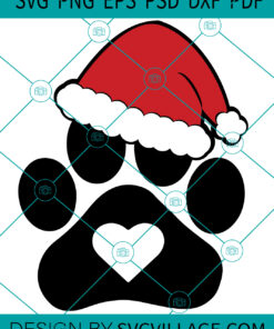 Paw Print Santa Hat Dog SVG