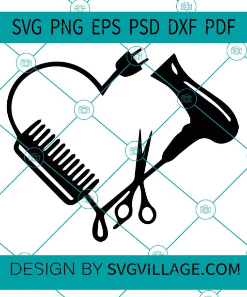 Hair Dresser Heart SVG