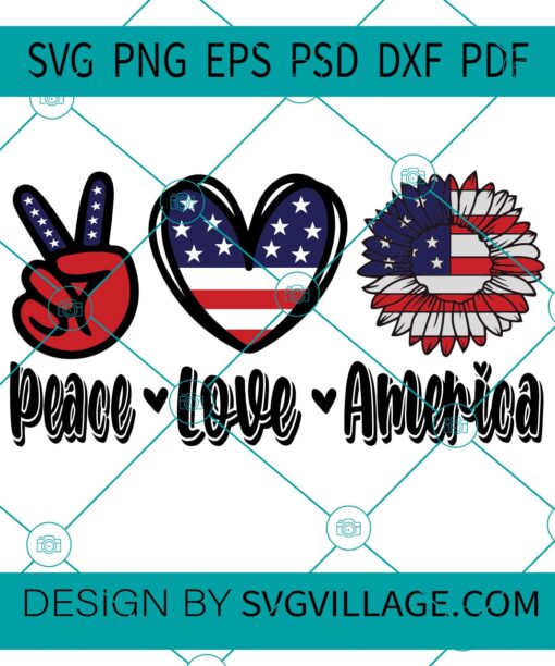 Peace Love America SVG