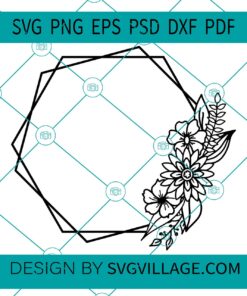 Double hexagon floral frame svg