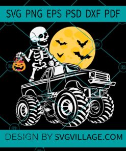 Skeleton On Halloween Truck svg
