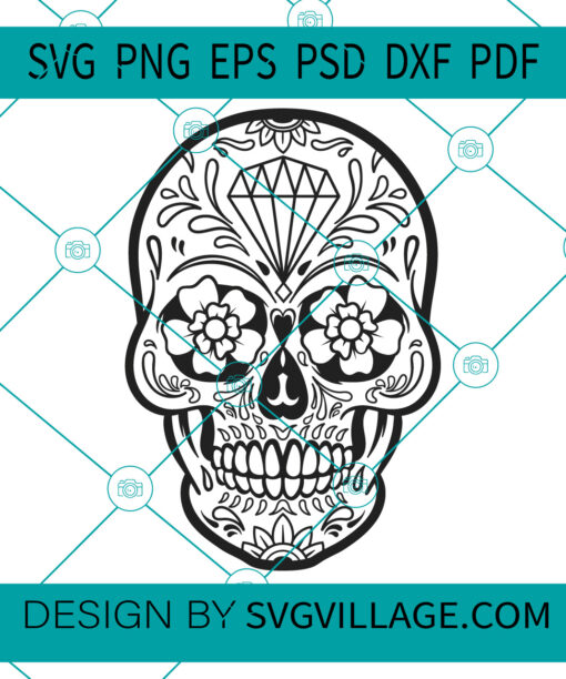 skull with flowers svg