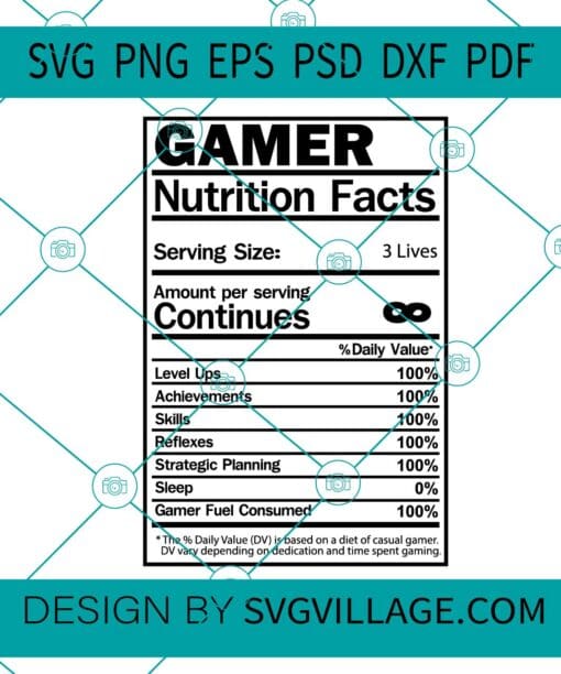 Gamer Nutrition Fact svg