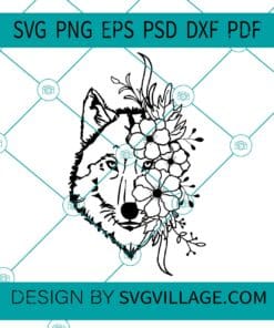 Wolf With Floral Flowers svg