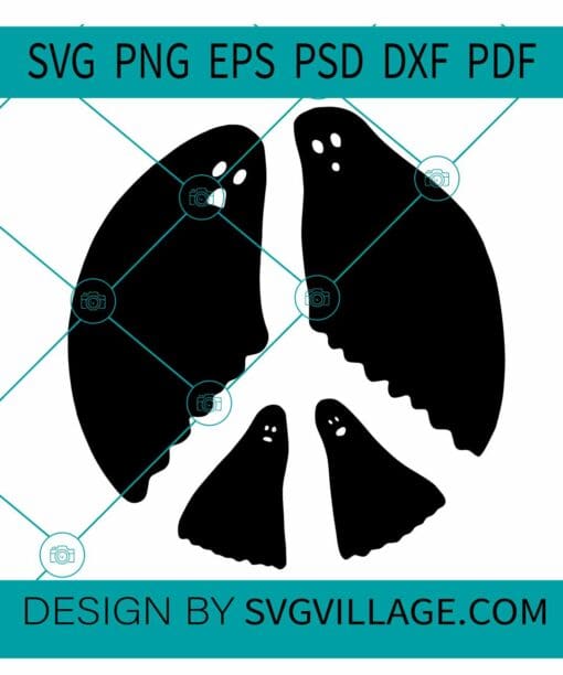 Ghosts peace sign SVG, Peaceful Ghost Clipart SVG, Ghost Halloween SVG